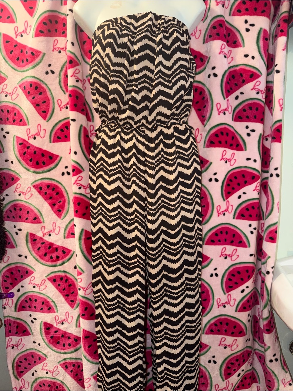 🖤 Love Culture Strapless Chevron Jumpsuit